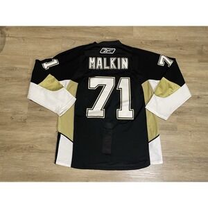 Reebok Jersey Pittsburgh Penguins #71 Evgeni Malkin Size 50 Hockey Black